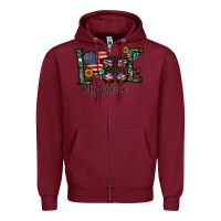 Burgundy love my veteran Zipper Hoodie - CowhideDigitalArt