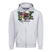 Heather Grey love my veteran Zipper Hoodie - CowhideDigitalArt