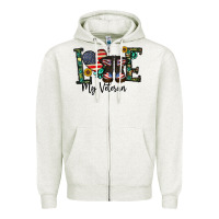 Oatmeal Heather love my veteran Zipper Hoodie - CowhideDigitalArt
