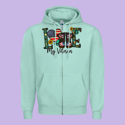 Love My Veteran Zipper Hoodie Designed By Cowhidedigitalart