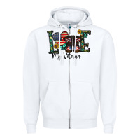 White love my veteran Zipper Hoodie - CowhideDigitalArt
