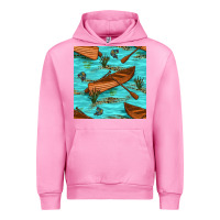 Fuchsia Pink Lake Canoe And Fish With Reeds And Leopard Seamless Pattern Bbs Urban Hoodie - BundleAndBundleShop
