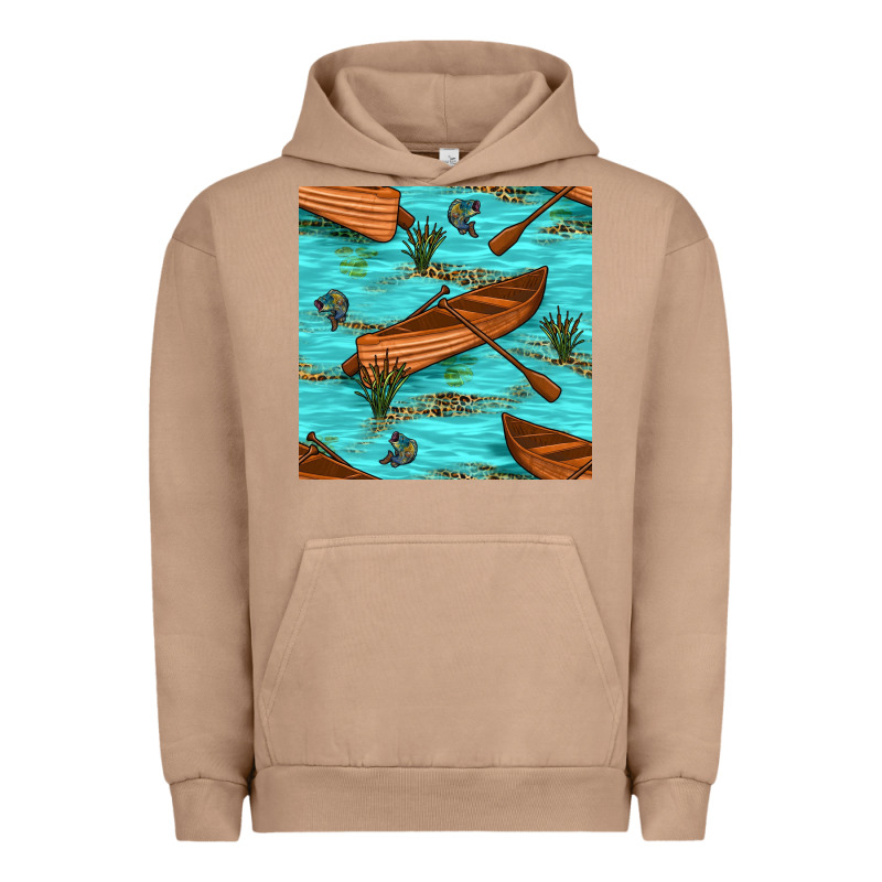 Lake Canoe And Fish With Reeds And Leopard Seamless Pattern Bbs Urban Hoodie by BundleAndBundleShop | Teevron