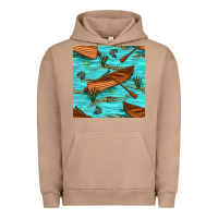 Pigment Burro Lake Canoe And Fish With Reeds And Leopard Seamless Pattern Bbs Urban Hoodie - BundleAndBundleShop