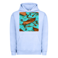 Pigment Grape Ice Lake Canoe And Fish With Reeds And Leopard Seamless Pattern Bbs Urban Hoodie - BundleAndBundleShop