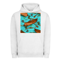 Pigment Lunar Rock Lake Canoe And Fish With Reeds And Leopard Seamless Pattern Bbs Urban Hoodie - BundleAndBundleShop