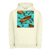 Pigment Pistachio Lake Canoe And Fish With Reeds And Leopard Seamless Pattern Bbs Urban Hoodie - BundleAndBundleShop