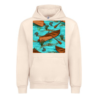 Sandshell Lake Canoe And Fish With Reeds And Leopard Seamless Pattern Bbs Urban Hoodie - BundleAndBundleShop