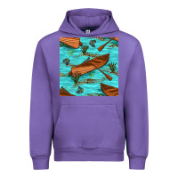Tulip Lake Canoe And Fish With Reeds And Leopard Seamless Pattern Bbs Urban Hoodie - BundleAndBundleShop