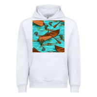 White Lake Canoe And Fish With Reeds And Leopard Seamless Pattern Bbs Urban Hoodie - BundleAndBundleShop
