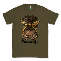 Army Green afro messy bun mom life Classic Tee - HRA Design Shop