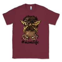 Burgundy afro messy bun mom life Classic Tee - HRA Design Shop