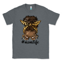 Charcoal Heather afro messy bun mom life Classic Tee - HRA Design Shop