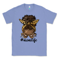 Colony Blue afro messy bun mom life Classic Tee - HRA Design Shop