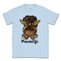 Dusty Blue afro messy bun mom life Classic Tee - HRA Design Shop