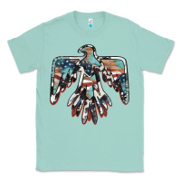 Seafoam American flag thunderbird Classic Tee - BarkalooDesign