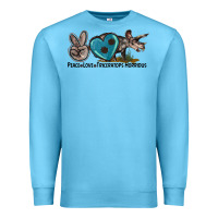Ocean Blue peace love triceratops horridus Premium Sweatshirt - LillyAllenDesigns