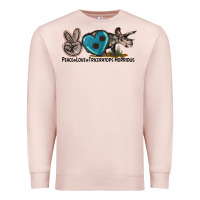 Pale Pink peace love triceratops horridus Premium Sweatshirt - LillyAllenDesigns