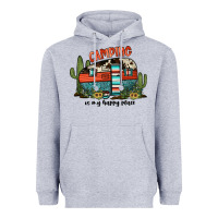 Heather Grey camping is my happy place Heavyweight Hoodie - JahusDesignShop