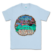 Dusty Blue Hello Summer Let's Go To The Beach Classic Tee - SublimationCraftShop