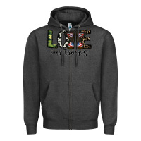 Charcoal Heather love our troops Zipper Hoodie - CowhideDigitalArt
