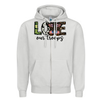 Dove Grey love our troops Zipper Hoodie - CowhideDigitalArt