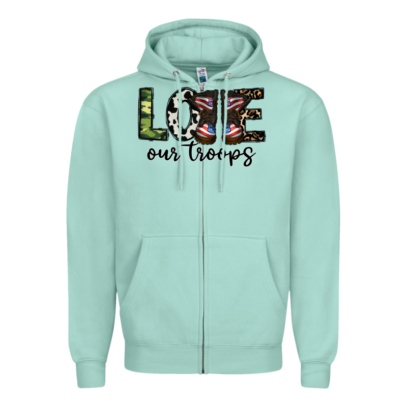 Love Our Troops Zipper Hoodie by CowhideDigitalArt | Teevron