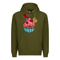 Army Green valentines day cupcake Premium Hoodie - AdoDesignShop