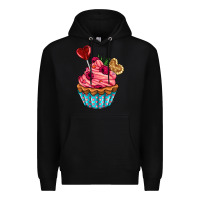 Black valentines day cupcake Premium Hoodie - AdoDesignShop