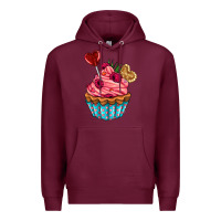 Burgundy valentines day cupcake Premium Hoodie - AdoDesignShop