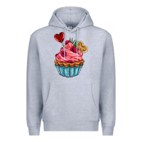 Heather Grey valentines day cupcake Premium Hoodie - AdoDesignShop