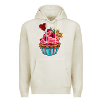Oatmeal Heather valentines day cupcake Premium Hoodie - AdoDesignShop