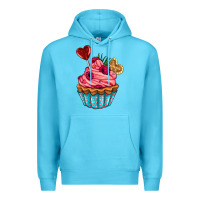 Ocean Blue valentines day cupcake Premium Hoodie - AdoDesignShop