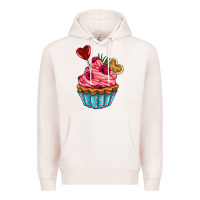 Pale Pink valentines day cupcake Premium Hoodie - AdoDesignShop