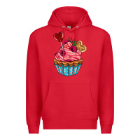 Red valentines day cupcake Premium Hoodie - AdoDesignShop