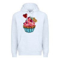 White valentines day cupcake Premium Hoodie - AdoDesignShop