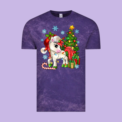 Christmas Unicorn Vintage Tee Designed By Zillion Design Studio