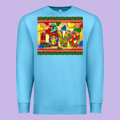 Love Autism Awareness Premium Sweatshirt Designed By Barkaloodesign