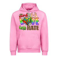Fuchsia Pink More Love Less Hate LGBTQ Urban Hoodie - BundleAndBundleShop
