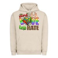 Pigment French Oak More Love Less Hate LGBTQ Urban Hoodie - BundleAndBundleShop