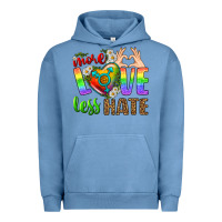 Pigment Pebble Blue More Love Less Hate LGBTQ Urban Hoodie - BundleAndBundleShop