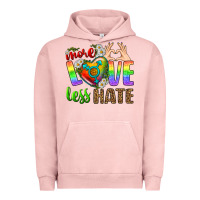 Pigment Salmon More Love Less Hate LGBTQ Urban Hoodie - BundleAndBundleShop