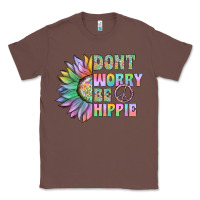 Chestnut Don't Worry Be Hippie Classic Tee - CowhideDigitalArt