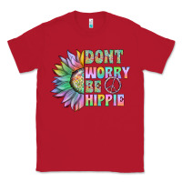 Red Don't Worry Be Hippie Classic Tee - CowhideDigitalArt