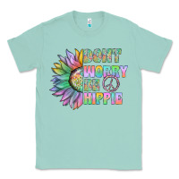 Seafoam Don't Worry Be Hippie Classic Tee - CowhideDigitalArt