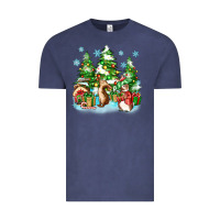 Vintage Denim christmas rabbits Vintage Tee - Zillion Design Studio