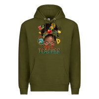 Army Green math teacher life afro messy bun Premium Hoodie - NancyCooperArtShop