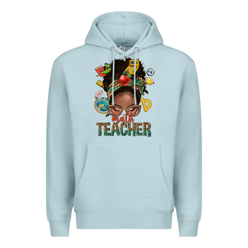 Math Teacher Life Afro Messy Bun Premium Hoodie by NancyCooperArtShop | Teevron