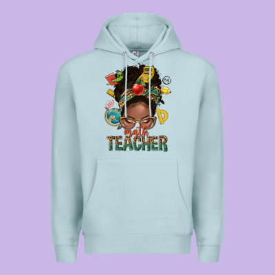 Math Teacher Life Afro Messy Bun Premium Hoodie Designed By Nancycooperartshop