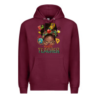 Burgundy math teacher life afro messy bun Premium Hoodie - NancyCooperArtShop